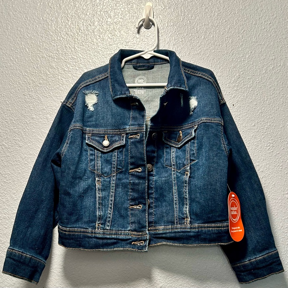 Wonder Nation Blue Jean Jacket Distressed Cropped